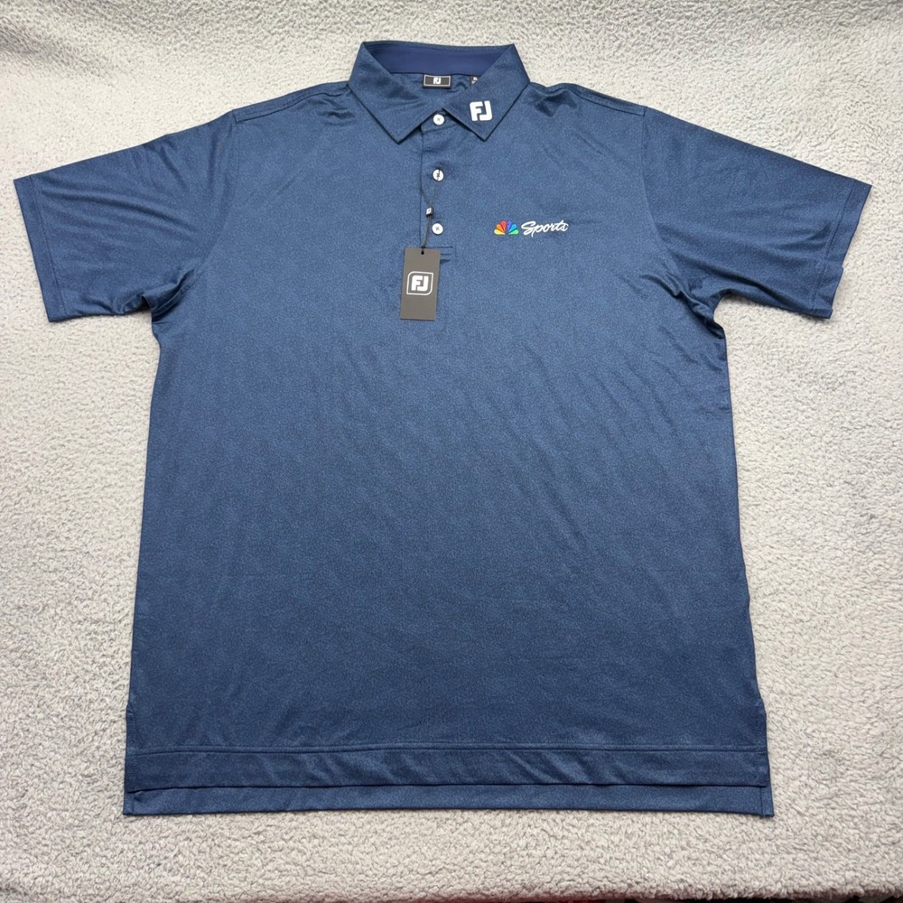 NWT FootJoy 33276 Mens XL Navy Polo NBC Sports Speckle Performance Golf Shirt